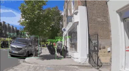 An image of a street with a car on it.