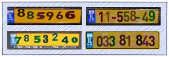 Figure 6 – Synthetic dataset examples for the LPRNet training. We used a combination of real and synthetic license plates with different augmentations for training